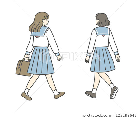 一名穿著水手服的女高中生在散步 一名穿著水手服的女高中生在散步 125198645