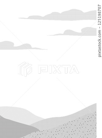 Black and white plateau and sky vector simple landscape background transparent illustration 125198707
