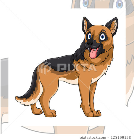 Cartoon german shepherd dog on white background 125199138