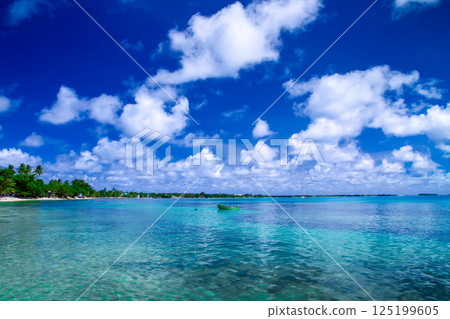 The vivid blue lagoon of Fongafale Island in Funafuti Atoll, the capital of Tuvalu, an island nation in Oceania and Polynesia The vivid blue lagoon of Fongafale Island in Funafuti Atoll, the capital of Tuvalu, an island nation in Oceania and Polynesia 125199605