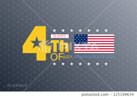 Yellow Star Accent on Independence Day Poster 125199634