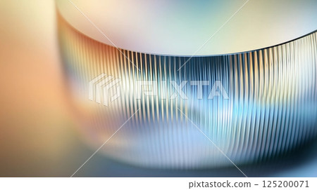 Abstract curved glass surface with multicolored gradient light reflections 125200071