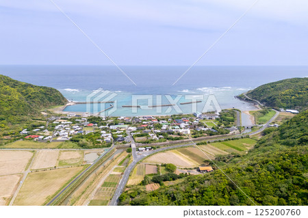 Aerial view of Yani village, Amami Oshima 125200760