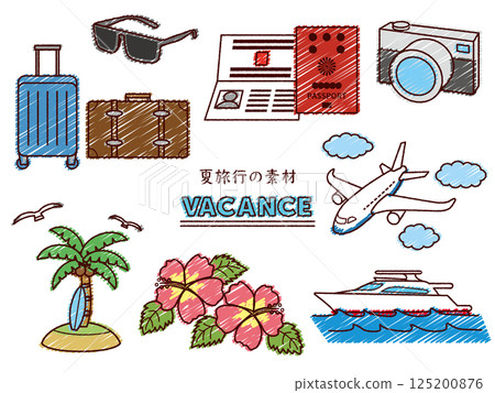 手繪夏日旅行簡約彩色插畫集 手繪夏日旅行簡約彩色插畫集 125200876