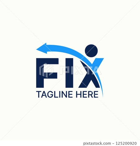 Logo design graphic concept creative premium vector stock image top sell text word Fix sans serif swoosh arrow happy human typography insurance group 125200920