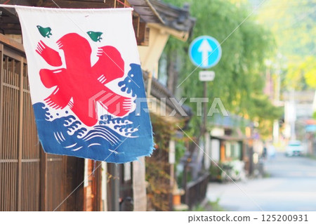 A shaved ice flag fluttering in front of a store A shaved ice flag fluttering in front of a store 125200931