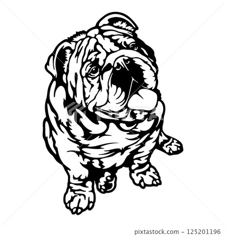sitting English Bulldog Dog Breed - Pet Vector Cut file, Dog Silhouette Stencil - Cricut file 125201196