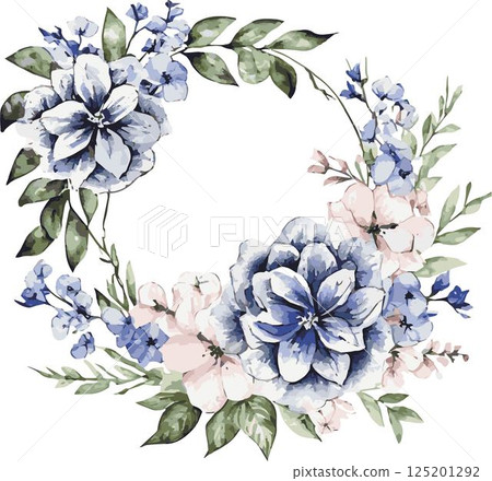 水彩花花環框架裝飾背景模板設計圓形插畫素材 水彩花花環框架裝飾背景模板設計圓形插畫素材 125201292