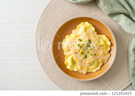 ravioli pasta with corn cheese sauce 125201425