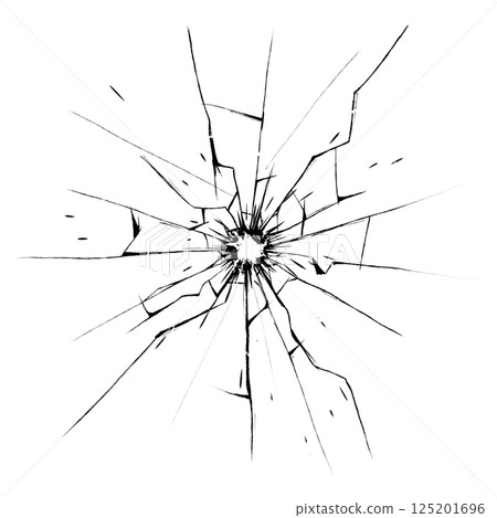 Bullet holes in glass 125201696