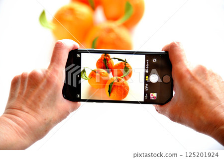 Senior taking photos of flowers with a mobile phone Senior taking photos of flowers with a mobile phone 125201924