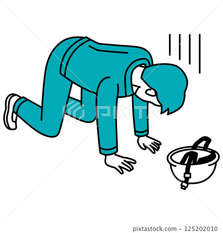 一名男工人跪地沮喪 125202010