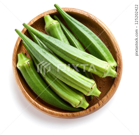 Fresh okra. White background. Fresh okra. White background. 125202422