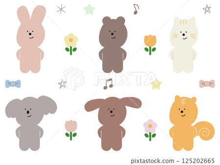Cute animal illustration set Cute animal illustration set 125202665