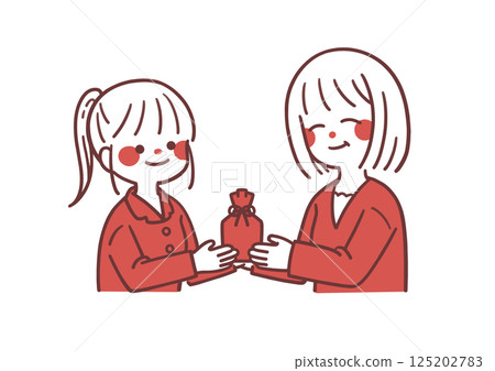 女兒送媽媽禮物的彩色插圖 125202783
