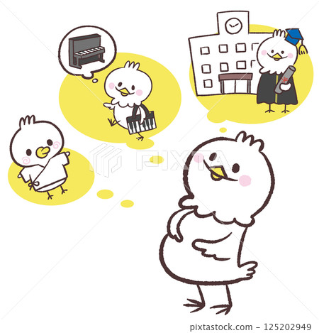 一隻大肚子白鳥的插圖，想像養育孩子 125202949