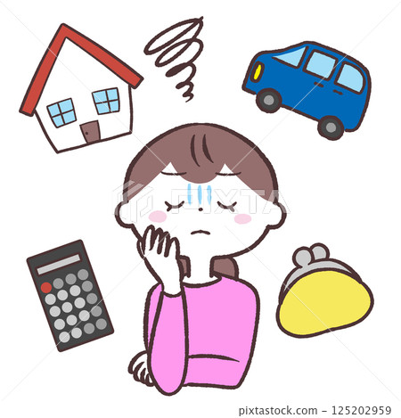 一位家庭主婦擔心開支的插圖 125202959