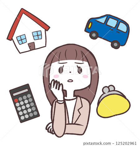 一位女士擔心必要的付款 125202961