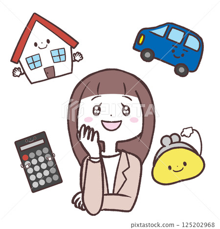 一位女士思考她想要什麼的插圖 125202968