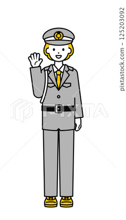Full body pose_simple security guard woman 02 Full body pose_simple security guard woman 02 125203092