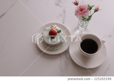 Relax with strawberry-topped sweets 125203199