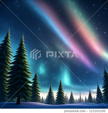 Aurora viewing in the forest 125203200