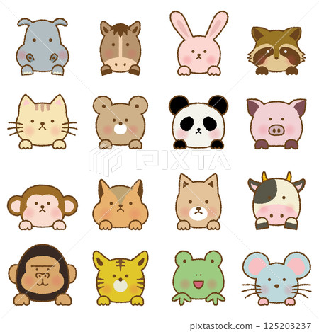 手繪風格彩色插圖集彈出的動物 手繪風格彩色插圖集彈出的動物 125203237