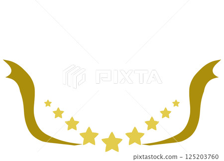 Yellow cute hand-drawn star and ribbon frame 125203760
