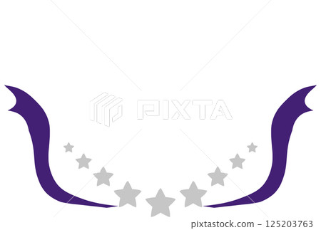 可愛的手繪灰色星星和紫色絲帶框架 可愛的手繪灰色星星和紫色絲帶框架 125203763