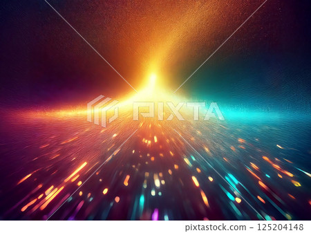 Glowing abstract colorful light rays 3d illustration background 125204148