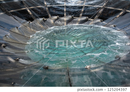 Rain Oculus, the spiral water fountain in Singapore. Rain Oculus, the spiral water fountain in Singapore. 125204397