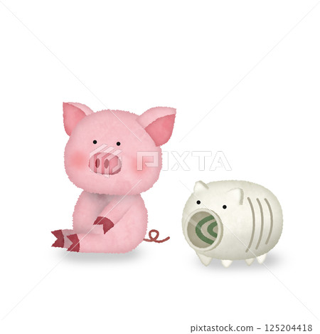 Hand-drawn illustration of a pig and mosquito coil Hand-drawn illustration of a pig and mosquito coil 125204418