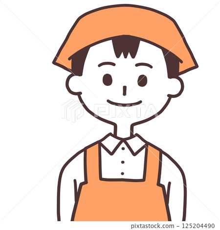 Simple illustration of a male cashier working at a cash register 125204490