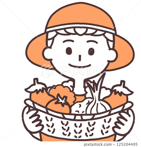 A simple upper body illustration of a man farming 125204495
