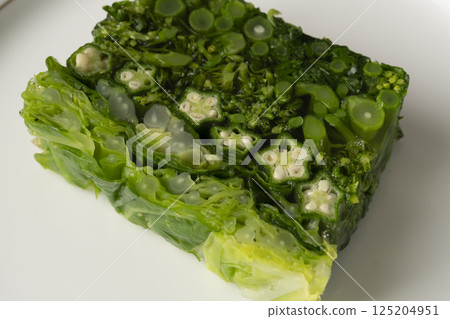 Vegetable terrine, vegetable jelly 125204951