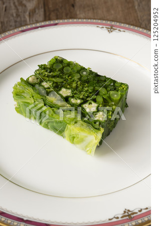 Vegetable terrine, vegetable jelly 125204952