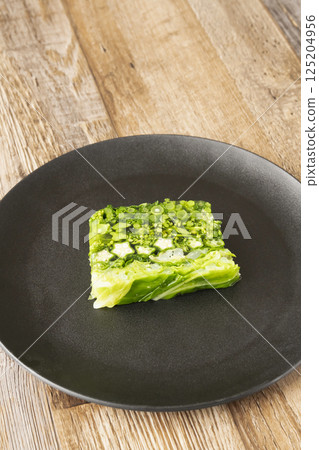Vegetable terrine, vegetable jelly 125204956