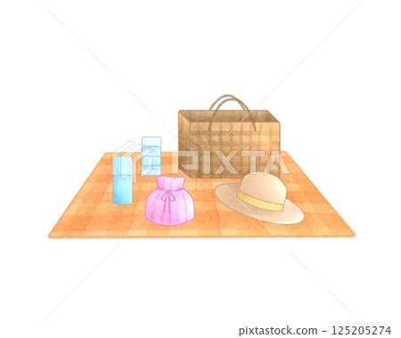 Watercolor picnic illustration 125205274