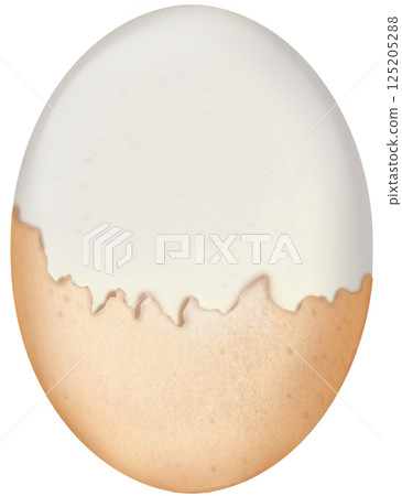Boiled Chicken eggs natural cute cartoon hand drawn Food Art illustration. 125205288
