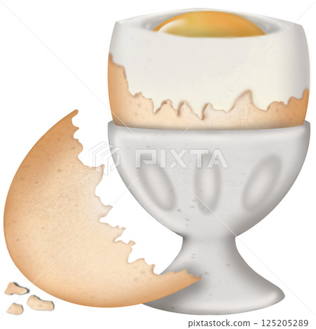 Boiled Chicken eggs natural cute cartoon hand drawn Food Art illustration. Boiled Chicken eggs natural cute cartoon hand drawn Food Art illustration. 125205289