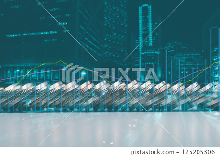 Economy trends background for business, financial meltdown, Cryptocurrency digital economy. Double exposure of graph and rows of coins for finance and business concept. financial investment busines Economy trends background for business, financial meltdown, Cryptocurrency digital economy. Double exposure of graph and rows of coins for finance and business concept. financial investment busines 125205306