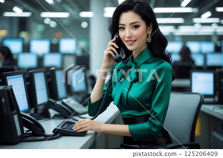 商務秘書，接電話的女人，ai 125206409