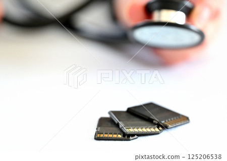 SD card and stethoscope SD card and stethoscope 125206538