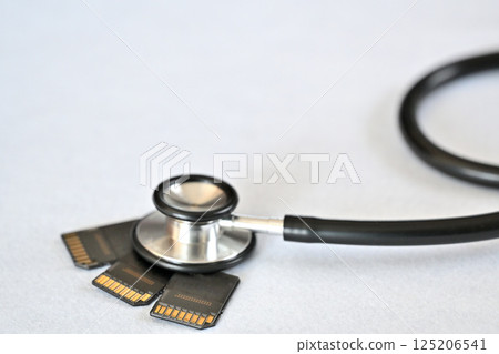 SD card and stethoscope SD card and stethoscope 125206541