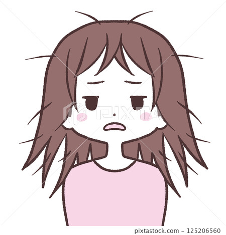 頭髮凌亂的女人的插圖 125206560