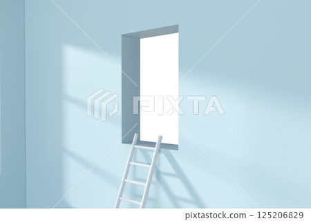 Conceptual room with a ladder lead to outside, 3d 125206829