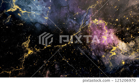 Stunning deep space nebula with vibrant colors and glowing stars, showcasing the beauty of the cosmos and the mysteries of the universe. 125206970
