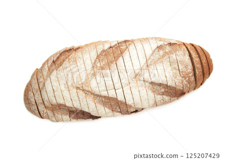 Sliced bread isolated on white background, homemade bakery concept 125207429