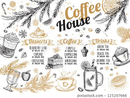 christmas, menu, vector 125207666