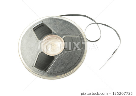 Film reel isolated on white background. Space for text Film reel isolated on white background. Space for text 125207725